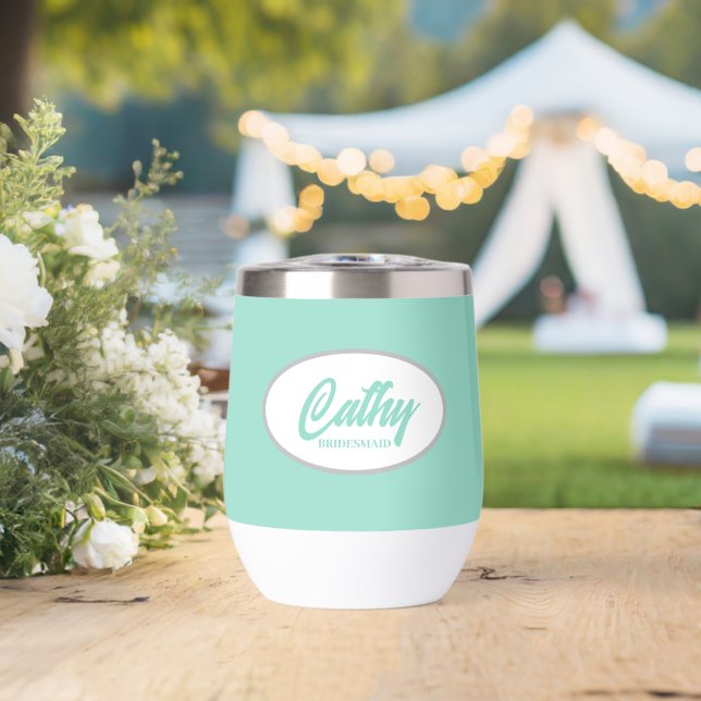 Seafoam Stylisé Nom Mariage Bridesmaid Nom (Mariage (pivoté))