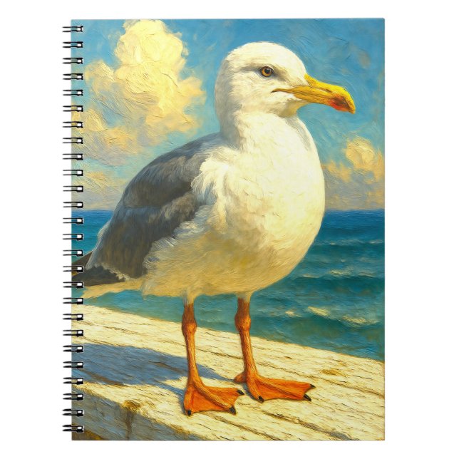Seagull Notebook | Coastal Beach Bird Art Journal (Devant)
