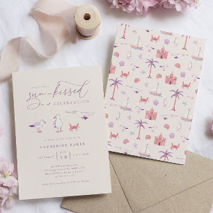 Seagulls Beach Sun Kissed Bridal Shower Invitation