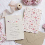 Seagulls Beach Wedding Invitation<br><div class="desc">Faire-part de mariage à thème Whimsical et rustique avec illustration de mouettes et crabe aux couleurs pastel.</div>