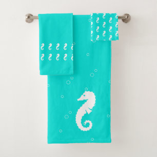 Seahorse Aqua bleu Turquoise et blanc