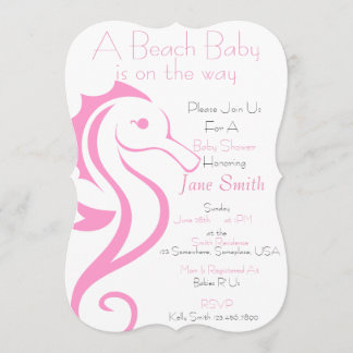 Seahorse Beach Baby Invitation (fille)