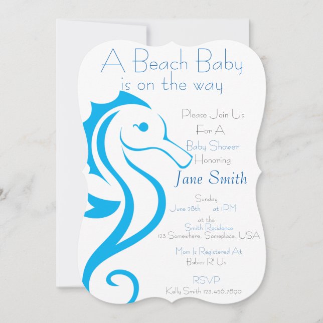 Seahorse Beach Baby Invitation (garçon) (Devant)