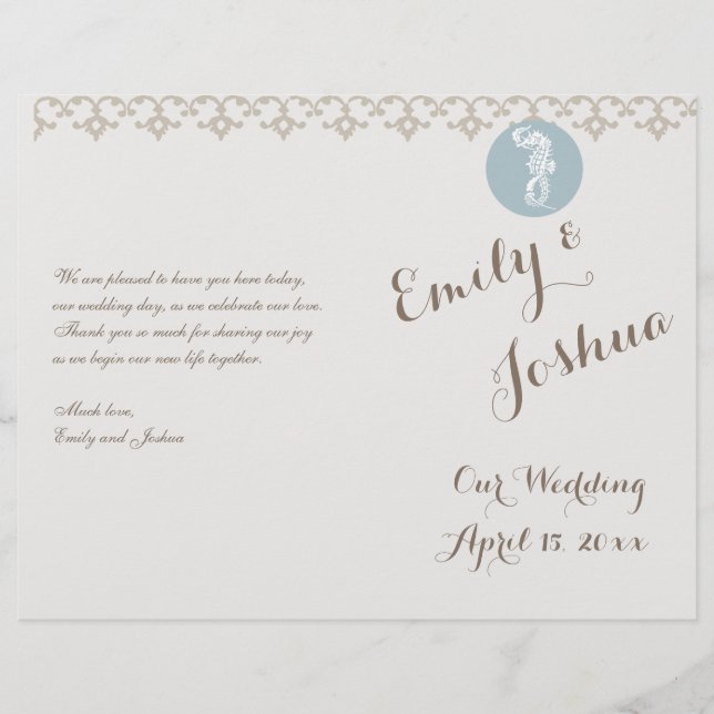 Seahorse Bleu Classique Nautique Élégant (Devant)