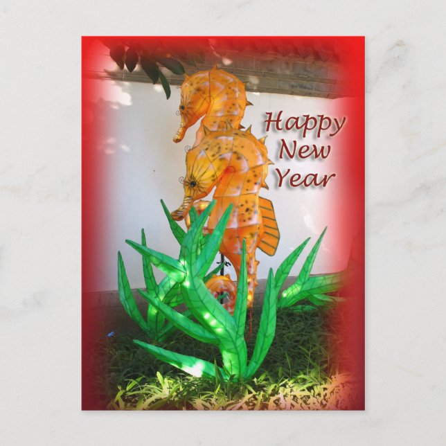 Seahorse Chinese New Year Carte postale (Devant)