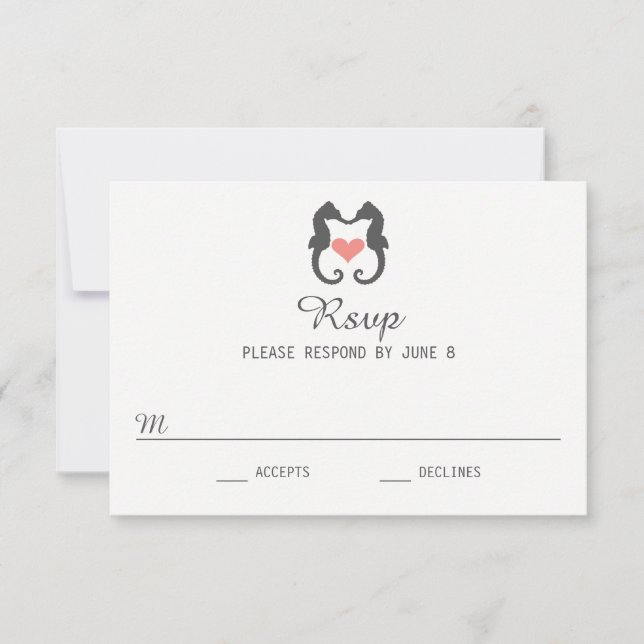 Seahorse Heart - Carte RSVP (Devant)