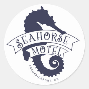 Seahorse Motel on White Sticker