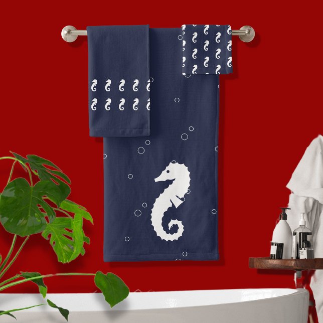 Seahorse Océan bleu et blanc (Créateur téléchargé)