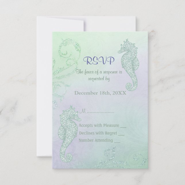 Seahorse Sparkle Mariage - RSVP (Devant)