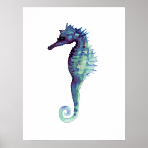 Seahorse white art poster purple seahorses