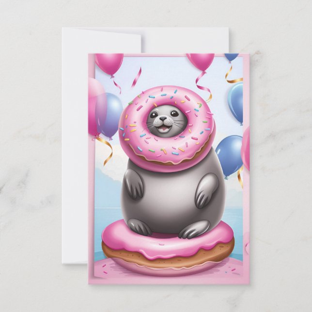 Seal Donut Delut : Modèle de carte d'anniversaire (Devant)