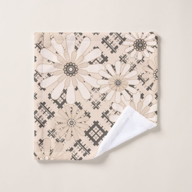 Seamless abstract moderne checkered plaid floral b (Gant de toilette)