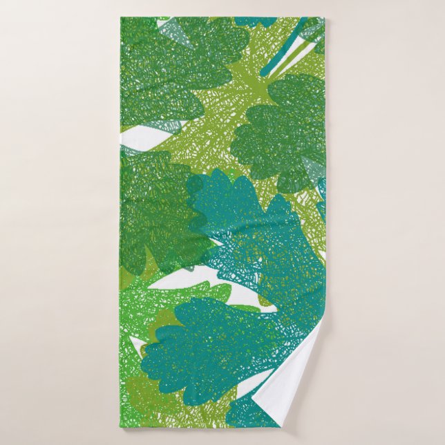 Seamless green leaves pattern (Serviette de bain)