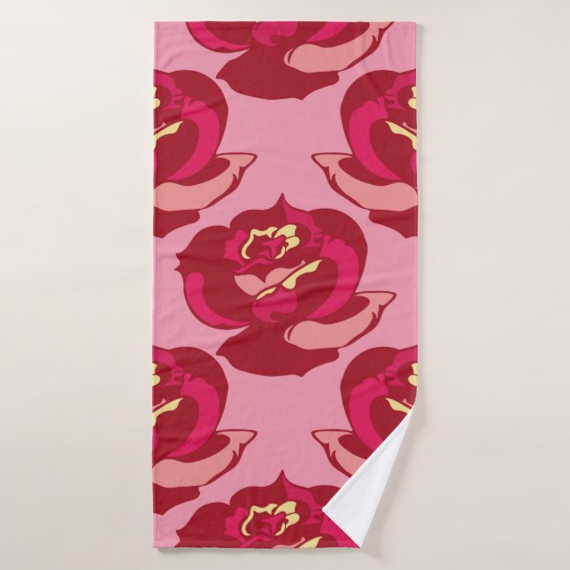 Seamless pattern gold burgundy roses vintage beaut (Serviette de bain)