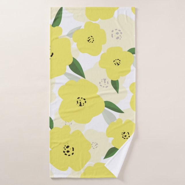 Seamless pattern with bright yellow flowers backgr (Serviette de bain)
