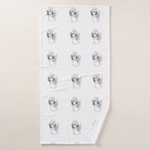 Seamless Pattern with Cute Hand-Drawn Angels – Vec