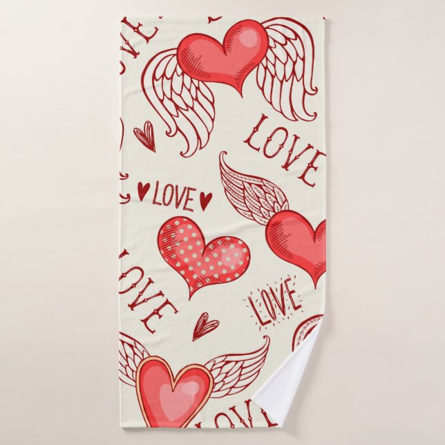 Seamless pattern with hearts. Happy Valentine's Da (Serviette de bain)