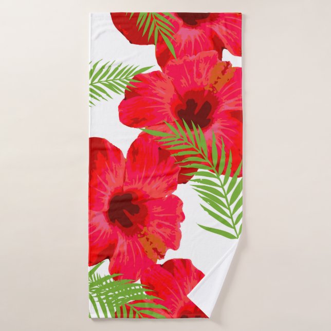Seamless pattern with tropical flower,  palm leave (Serviette de bain)