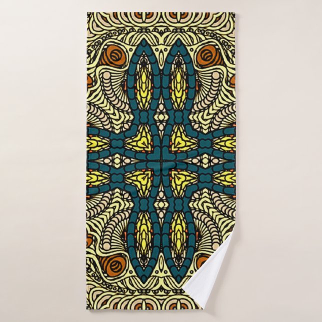 Seamless Vintage pattern in oriental style Flower  (Serviette de bain)