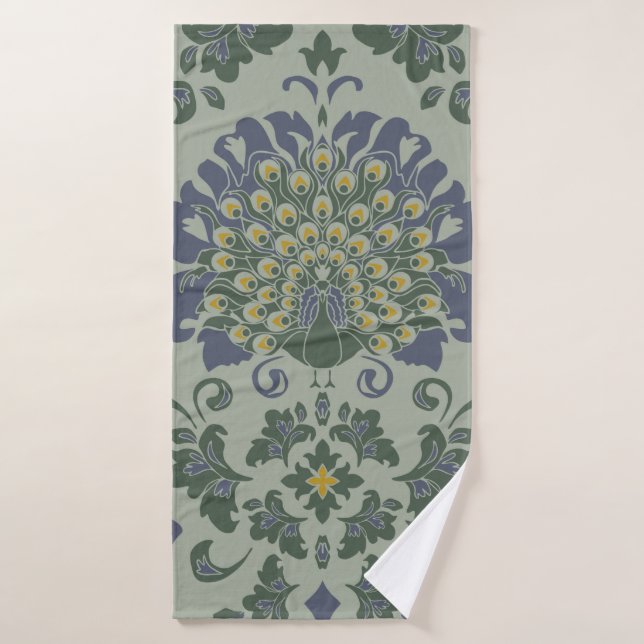 Seamless vintage pattern with romantic bird on blu (Serviette de bain)