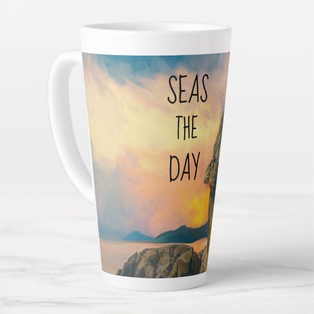 Seas Day Inspirational Citation Latte Mug (Angle gauche)