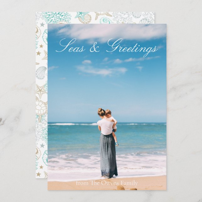 Seas Love Sea & Salutations Ocean Photo Carte Plat (Devant / Derrière)