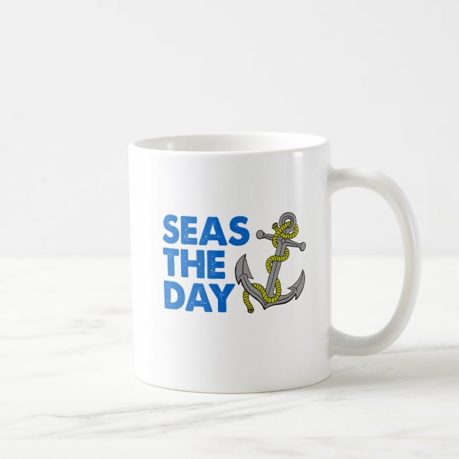 Seas The Day Cartoon Ancre Mug (Droite)