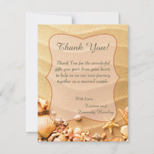 Seashell Beach 4x5 Carte de remerciements Mariage 