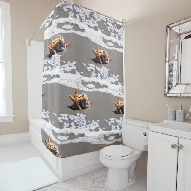 Seashell Beach Salle de bain Douche rideau (En situation)
