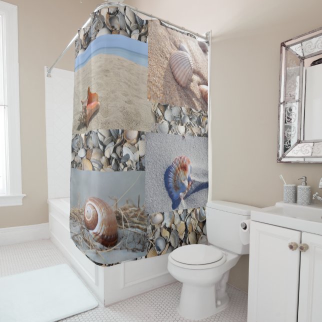 Seashell Beach Salle de bain Douche rideau (En situation)