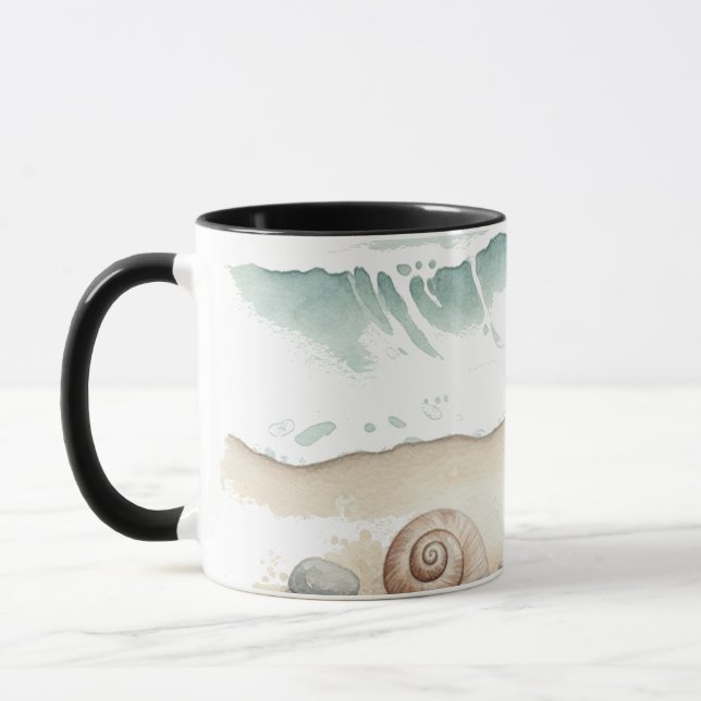 Seashell & Sand – Watercolor Beach Tote Mug (Gauche)