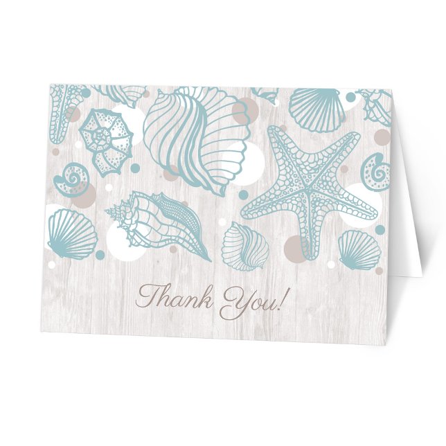 Seashell Whitewashed Wood Beach Merci Cartes (Personalized Seashell Whitewashed Wood Beach Thank You Cards from Artistically Invited on Zazzle.)