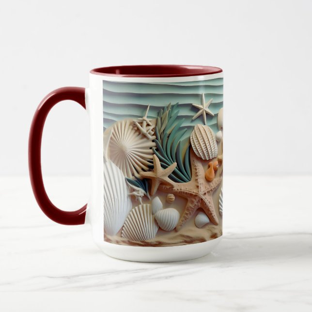 Seashells Beach Mug 3D - Sip Ocean Breeze (Gauche)