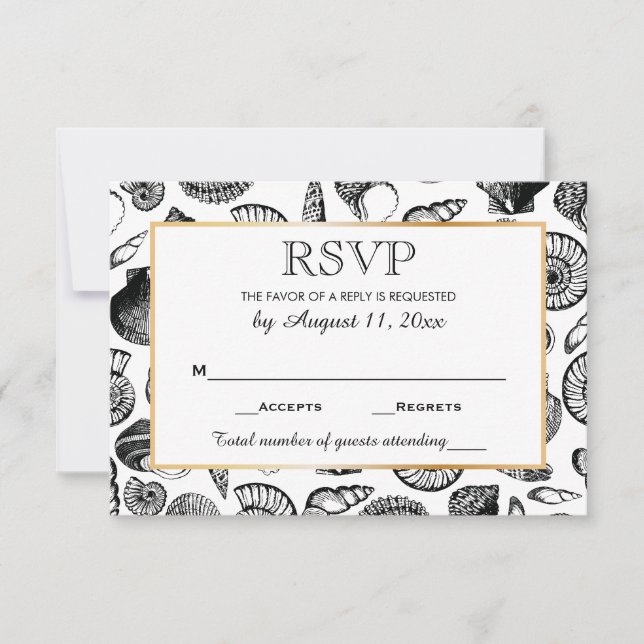Seashells Beach Wedding Réponse RSVP (Devant)