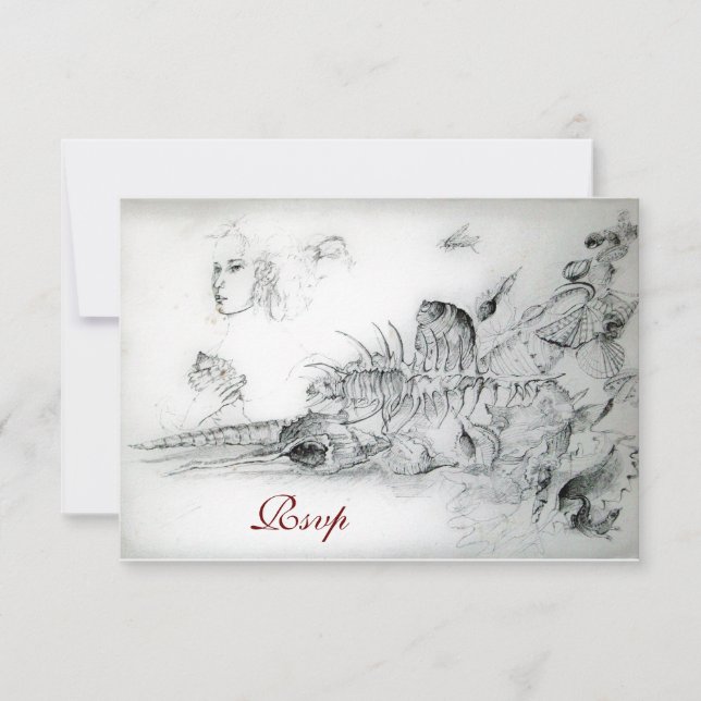 SEASHELLS SWEET 16 PARTY, Ruby Monogram Rsvp (Devant)