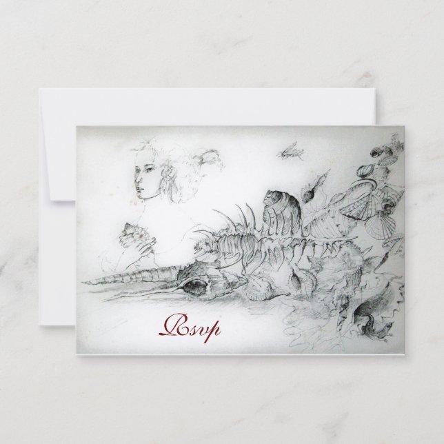 SEASHELLS SWEET SIXTEEN PARTY, Ruby Monogram Rsvp (Devant)