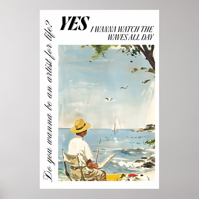 Seaside Artist Poster Ocean View Wall Art (Devant)