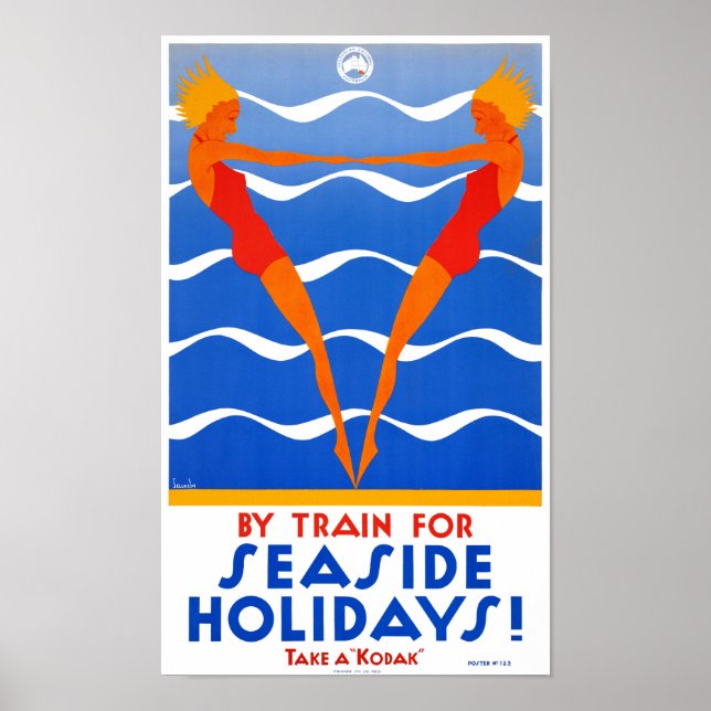 Seaside Australia Poster Vintage voyage restauré (Devant)