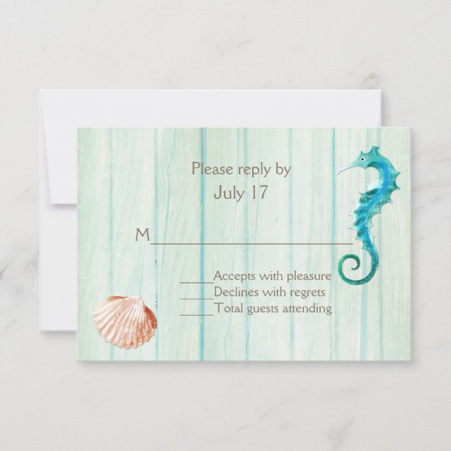 Seaside Cottage Chic Wedding Carte RSVP (Devant)