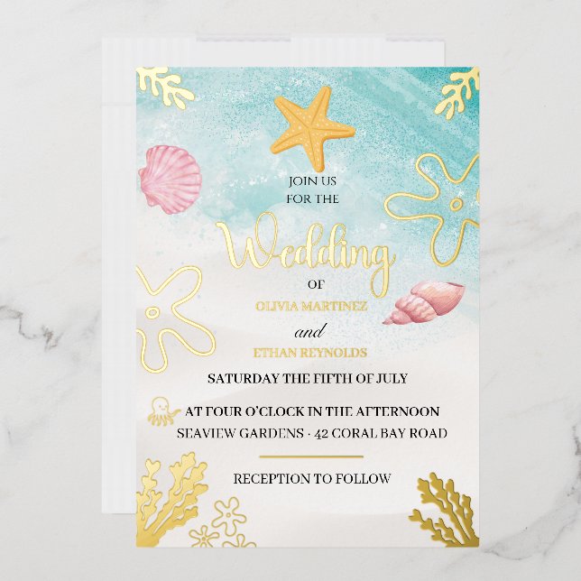 Seaside Elegance Foil Invitation (Enveloppe)