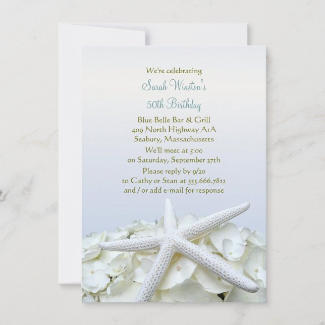 Seaside Garden Starfish Invitation de fête d'anniv (Devant)