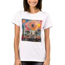 Seaside Serenity Artistic Beach Day Vibes T-Shirt