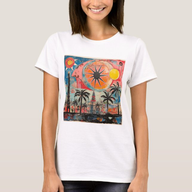 Seaside Serenity Artistic Beach Day Vibes T-Shirt (Devant)