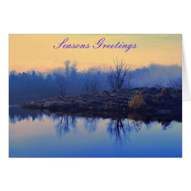 Seasons Greetings Card (lake & woods photo scene) (Devant horizontal)
