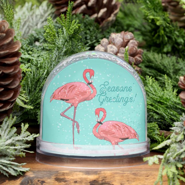 Seasons Greetings Flamingos Retro Christmas (Hiver)
