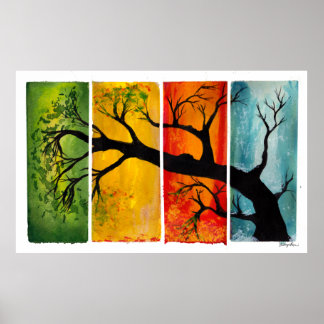 Seasons - Poster d'art de l'aquarelle et de l'encr