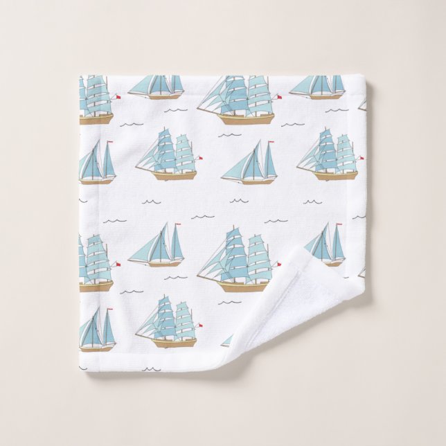 Seatime été Cute yachts avec voile (Gant de toilette)