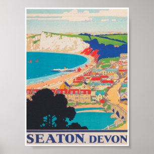 Seaton, Devon Royaume-Uni Poster Vintage voyage
