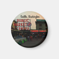 Seattle Public Market Center #1 Round Magnet