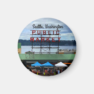 Seattle Public Market Centre #3 Round Magnet